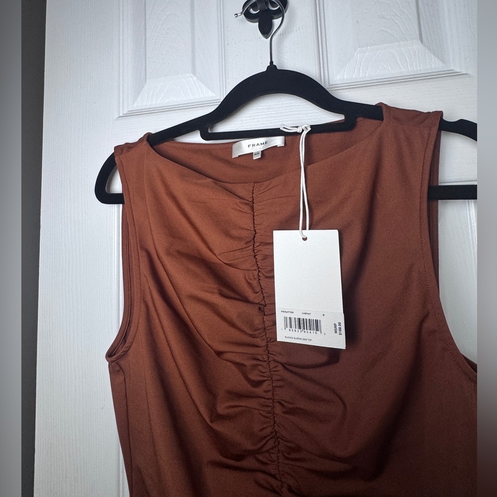 Frame Denim Rust Top Ruched Sleeveless Top NWT - Picture 4 of 5